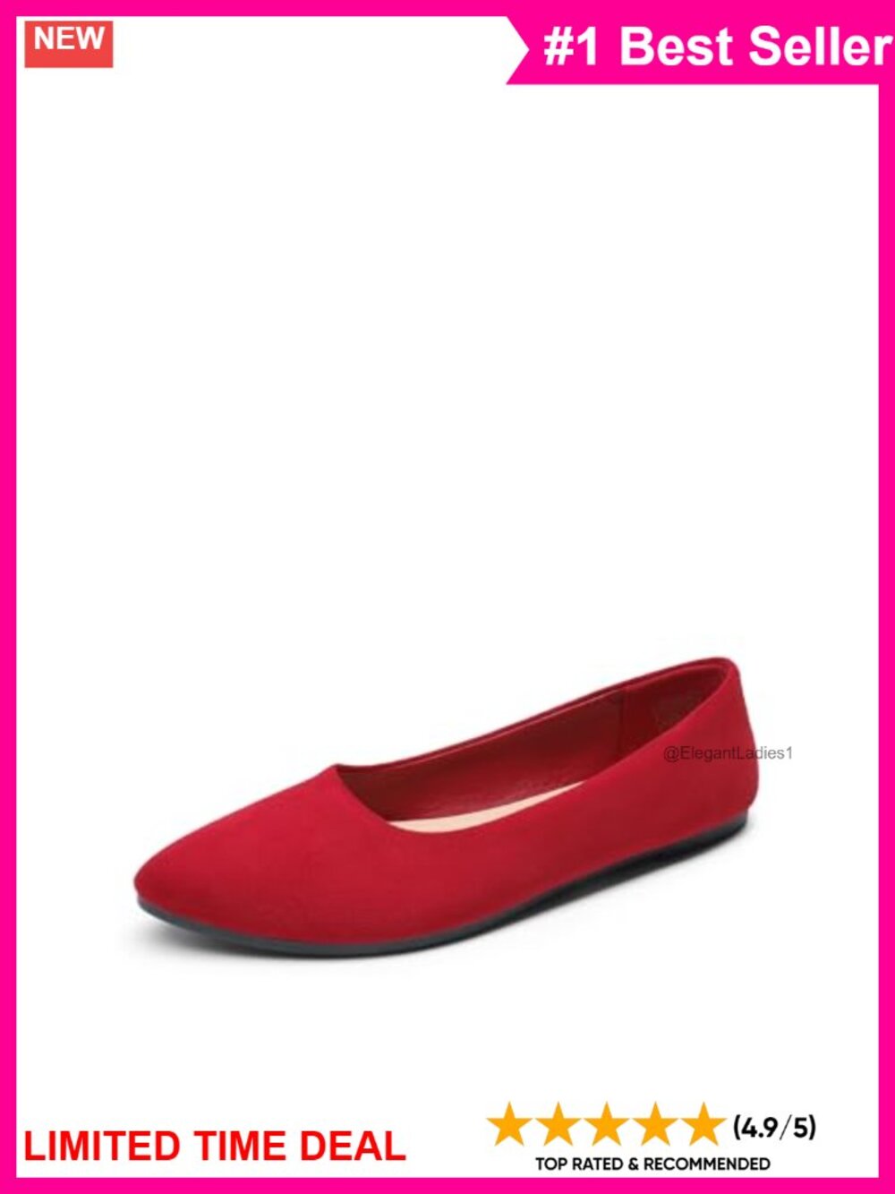 Pointed Toe Flexible Ballet Flats Faux Suede Slip-On Women's Comfort Shoes